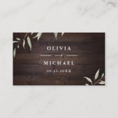 緑エレガントの木の素朴なウェブサイト挿入カード プレイスカード (裏面)