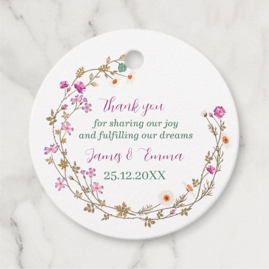 緑エレガントの木の離れのカスタム結婚式 フェイバータグ (正面)