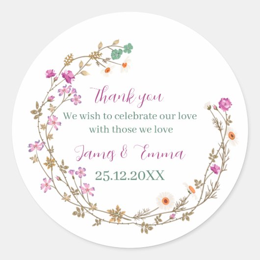 緑エレガントの木の離れのカスタム結婚式 ラウンドシール (正面)