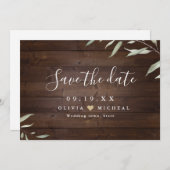 緑エレガントの木材の郡田舎の日付を保存 セーブザデート (正面/裏面)