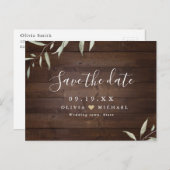 緑エレガントの木材の郡田舎の日付を保存 ポストカード (正面/裏面)