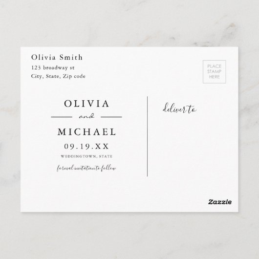 緑エレガントの木材の郡田舎の日付を保存 ポストカード (裏面)