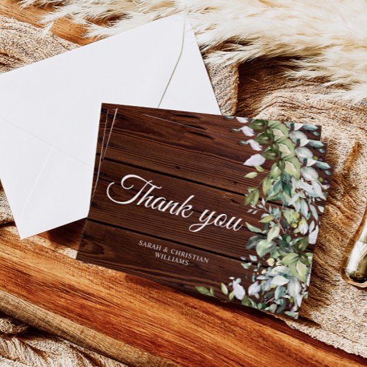 緑エレガントの木素朴材 サンキューカード