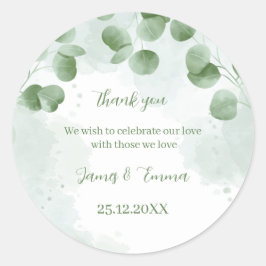 緑エレガントの木離れのパーソナライズされた結婚 ラウンドシール