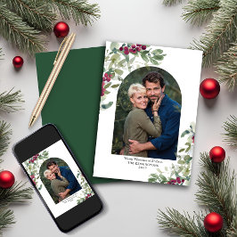 緑エレガントの果実アーチクリスマスフォト シーズンカード