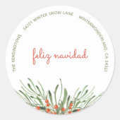 緑エレガントの果実フェリーズNavidadクリスマス ラウンドシール (正面)