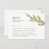 緑エレガントの枝。植物結婚式RSVP 出欠カード (正面/裏面)