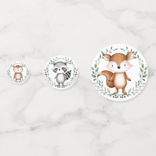 緑エレガントの森の緑の動物パーティー コンフェッティ (裏面)