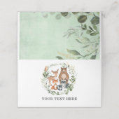 緑エレガントの森の赤ん坊の動物誕生日 プレイスカード (外部開封)