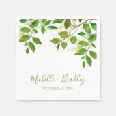 緑エレガントの植物の結婚葉 スタンダードカクテルナプキン (正面)