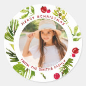 緑エレガントの植物休日写真 ラウンドシール (正面)