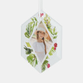 緑エレガントの植物写真ホリデー ガラスオーナメント (正面左)