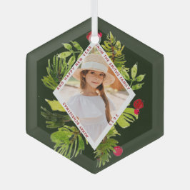 緑エレガントの植物写真ホリデー ガラスオーナメント