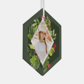 緑エレガントの植物写真ホリデー ガラスオーナメント (正面右)