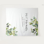 緑エレガントの植物学結婚の写真背景 タペストリー (正面(横))