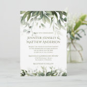 緑エレガントの植物学 – オリーブグリーン 招待状 (スタンド正面)