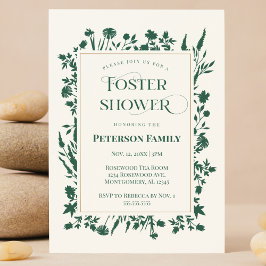 緑エレガントの植物性フォスター気にシャワー 招待状
