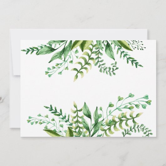 緑エレガントの植物結婚は私の花嫁 招待状 (裏面)