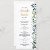 緑エレガントの植物葉の結婚 メニュー (正面/裏面)