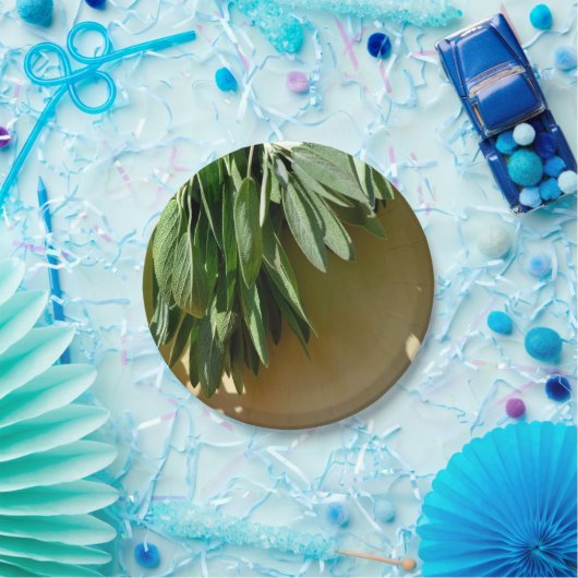 緑エレガントの植物離れの生刈りハーブ ペーパープレート (パーティー)