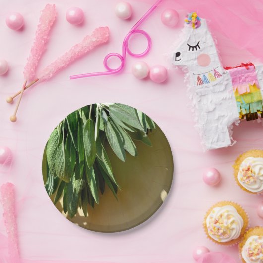 緑エレガントの植物離れの生刈りハーブ ペーパープレート (パーティー)