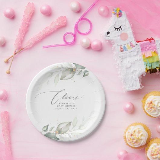 緑エレガントの水の色の夢の赤ちゃんシャワー ペーパープレート (パーティー)