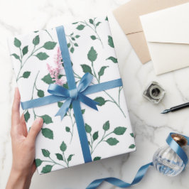 緑エレガントの水彩の葉パターン ラッピングペーパー