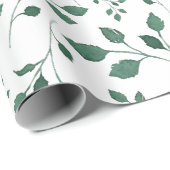 緑エレガントの水彩の葉パターン ラッピングペーパー (ロールコーナー)