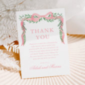 緑エレガントの男の子の赤ちゃんシャワー付きピンクボウ サンキューカード