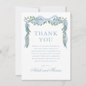 緑エレガントの男の子の赤ちゃんシャワー付きブルーボウ サンキューカード (正面)