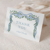 緑エレガントの男の子の赤ちゃんシャワー付きブルーボウ サンキューカード