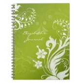 緑エレガントの白いジャパーソナライズされたーナノートブック ノートブック (正面)