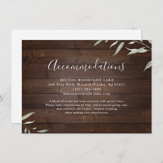 緑エレガントの納屋の木の素朴な宿泊施設 エンクロージャーカード (正面/裏面)