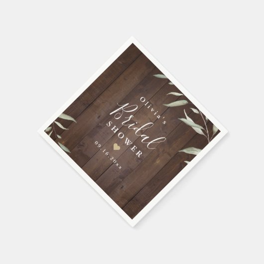緑エレガントの納屋の木の素朴ブライダルシャワー スタンダードカクテルナプキン (角)