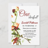 緑エレガントの素朴バラフローラ1st誕生日 招待状 (正面)