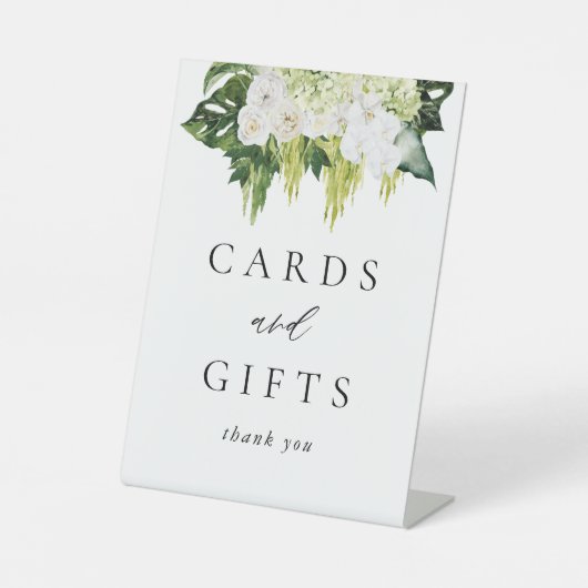 緑エレガントの結婚式のカードと贈り物 台座サイン (正面)