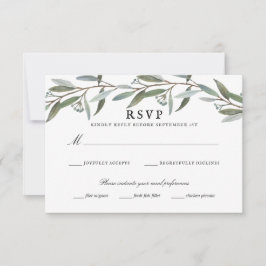 緑エレガントの結婚式RSVP 出欠カード
