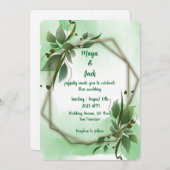 緑エレガントの結婚木 招待状 (正面/裏面)