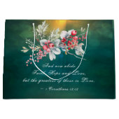 緑エレガントの聖書の冬の結婚フローラ ラージペーパーバッグ (正面)