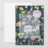 緑エレガントの背景の花のコレクション 招待状 (正面/裏面)