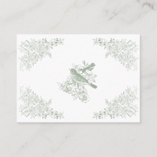 緑エレガントの自然の鳥の本のベビー エンクロージャーカード (裏面)