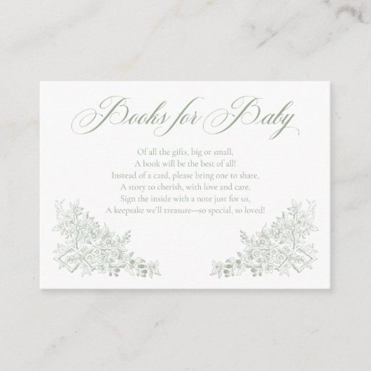 緑エレガントの自然の鳥の本のベビー エンクロージャーカード (正面)