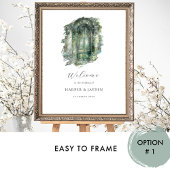 緑エレガントの色相の水の色の結婚ウェルカムサイン ポスター