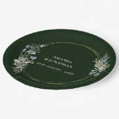 緑エレガントの花とキノコのリース結婚ズ ペーパープレート (アングル)