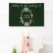 緑エレガントの花とキノコのリース結婚ズ 横断幕 (インサイチュ)