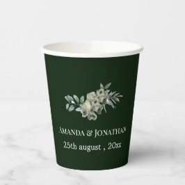 緑エレガントの花とキノコのリース結婚ズ 紙コップ