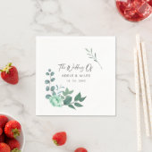 緑エレガントの花の名パーソナライズされた前 スタンダードカクテルナプキン (インサイチュ)