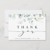 緑エレガントの葉のサンキューカード サンキューカード (正面)