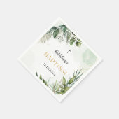 緑エレガントの葉のバプテスマ スタンダードカクテルナプキン (角)