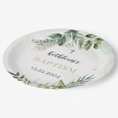 緑エレガントの葉のバプテスマ ペーパープレート (アングル)